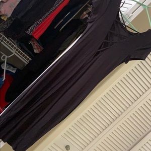 Plunging black midi Dress